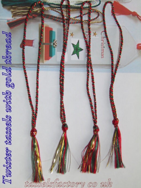 Christmas Collection Twister Tassels for Christmas Bookmarks Gifts Red Green and Gold Mix